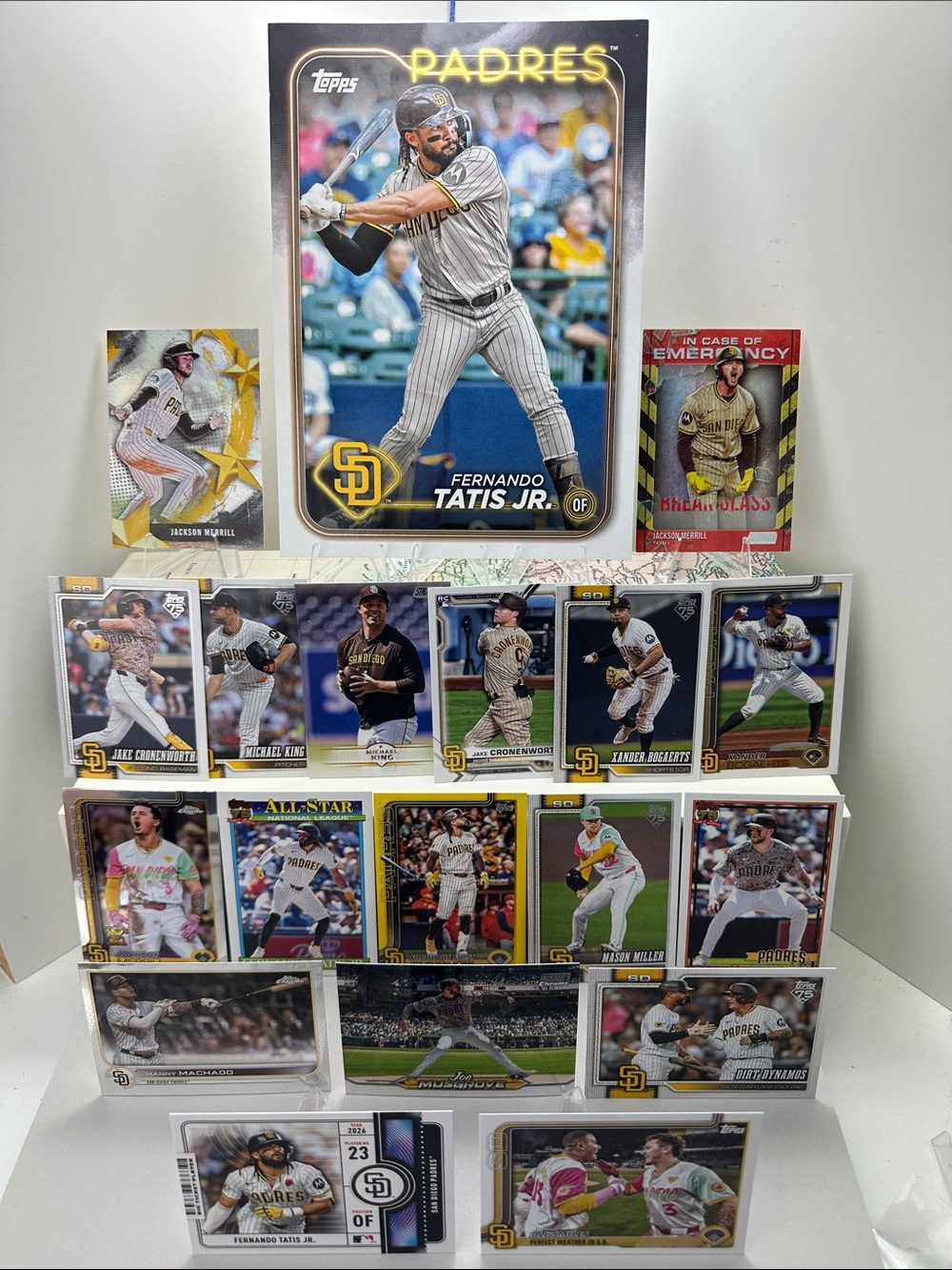 Fernando Tatis Jumbo card + Jackson Merrill/Mason Miller Padres lot of 18